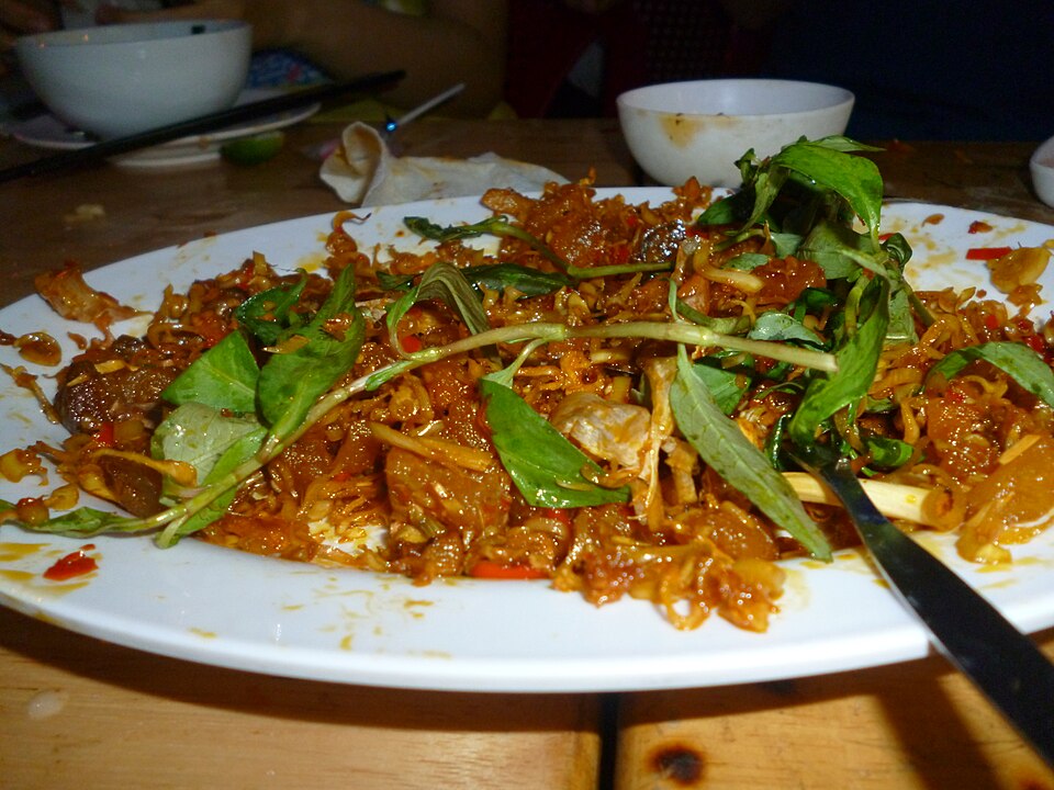 Stir-fried snails at a snail restaurant in Ho Chi Minh City