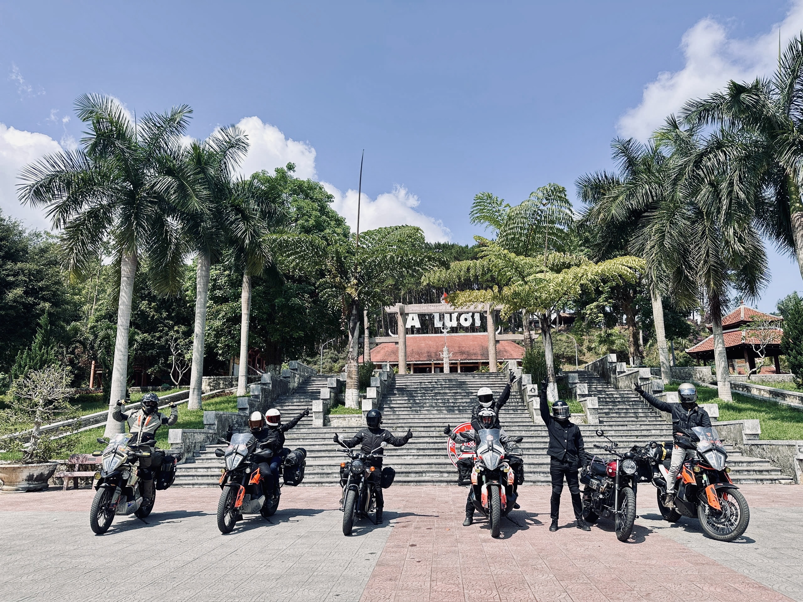 DME riders lined up at the A Luoi gate in central Vietnam