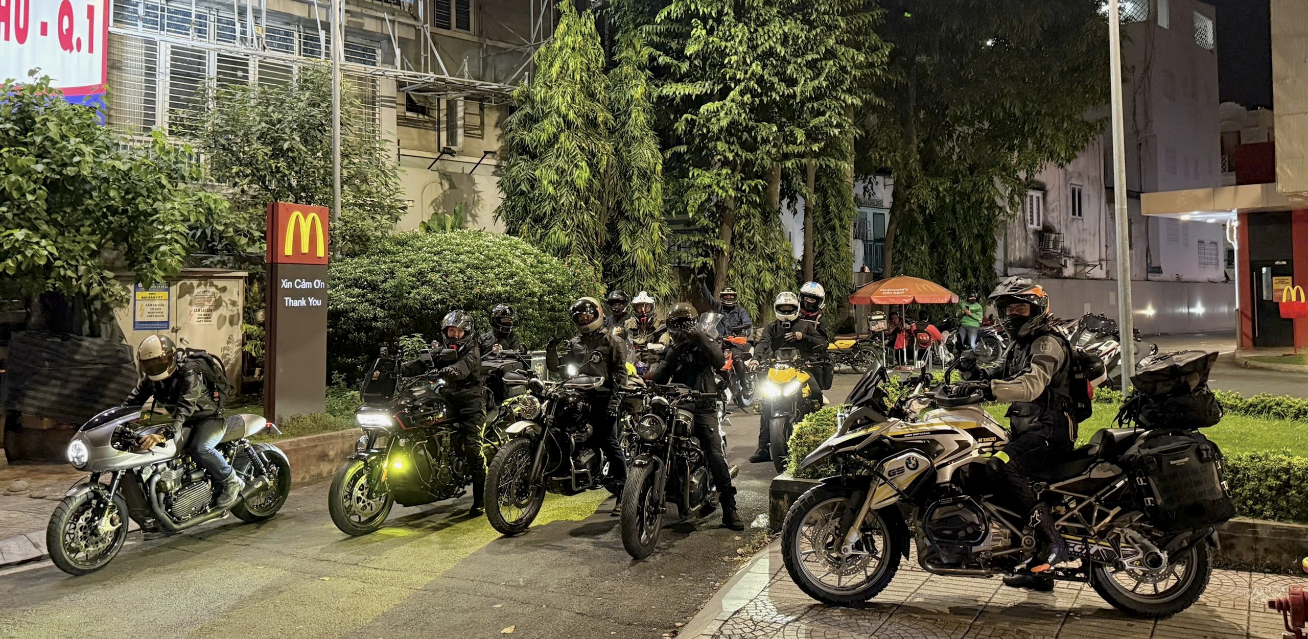 The DME fleet lined up in Saigon at night
